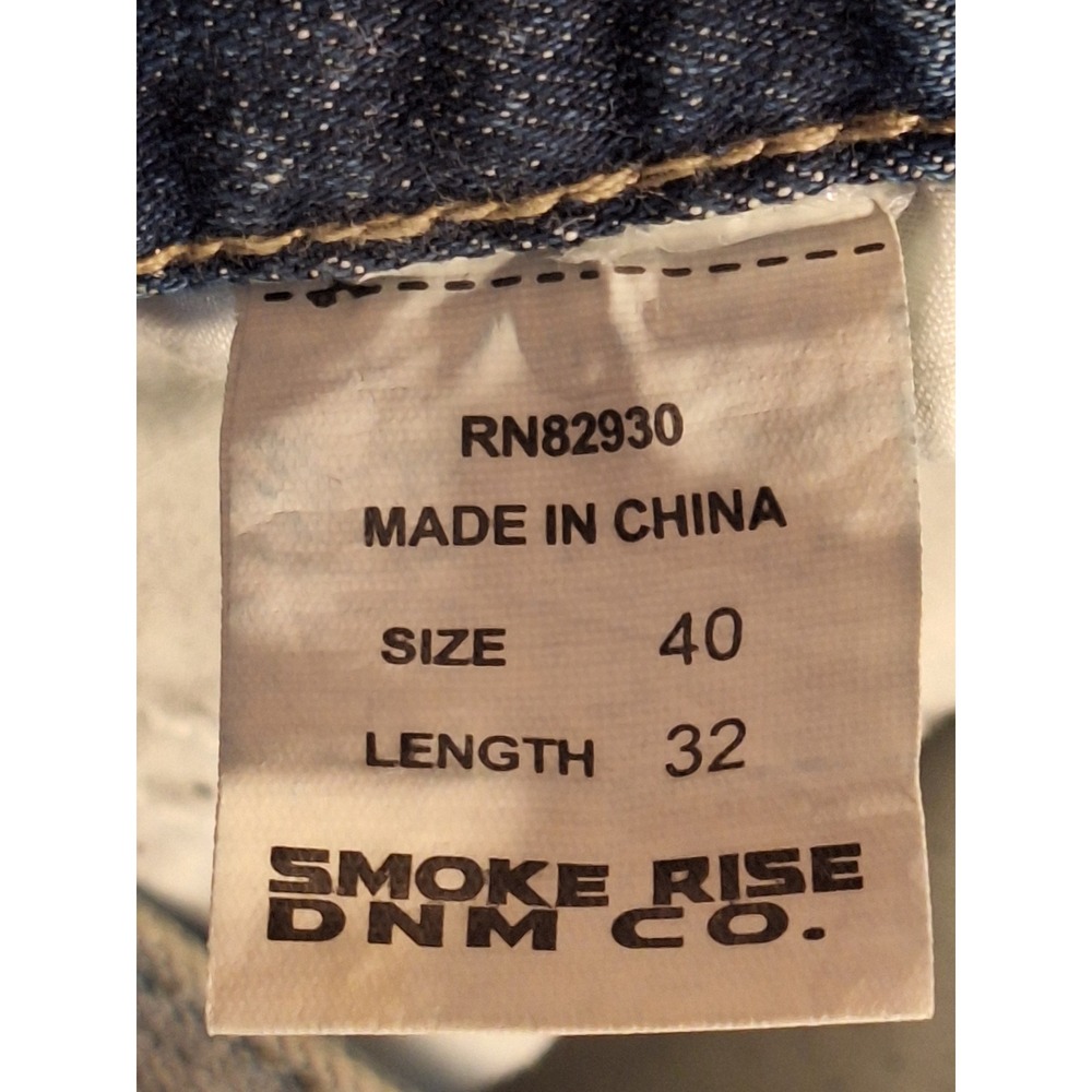 SMOKE RISE DENIM CO Mens Jeans 40x32 Blue Distressed Moto Ripped Splatter Grunge - Picture 15 of 16